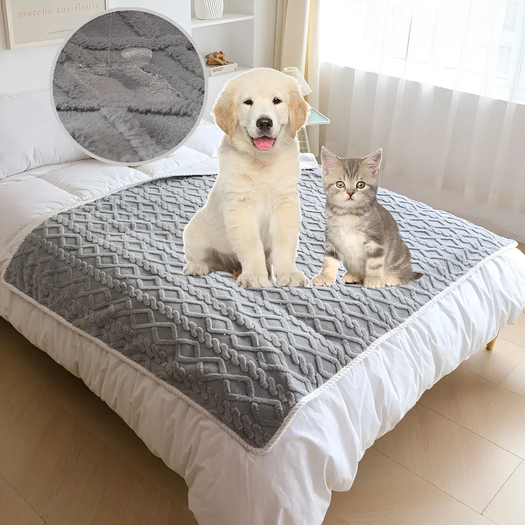 Soft thick warm waterproof machine washable pet plush blanket for dogs and cats in coffee colour size large