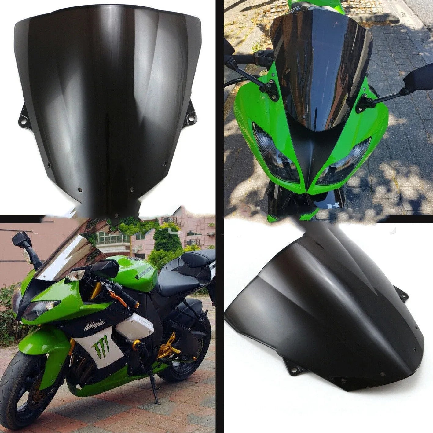 Kawasaki motorcycle replacement windscreen in blue or brown tint for ZX-6R and ZX-10R models