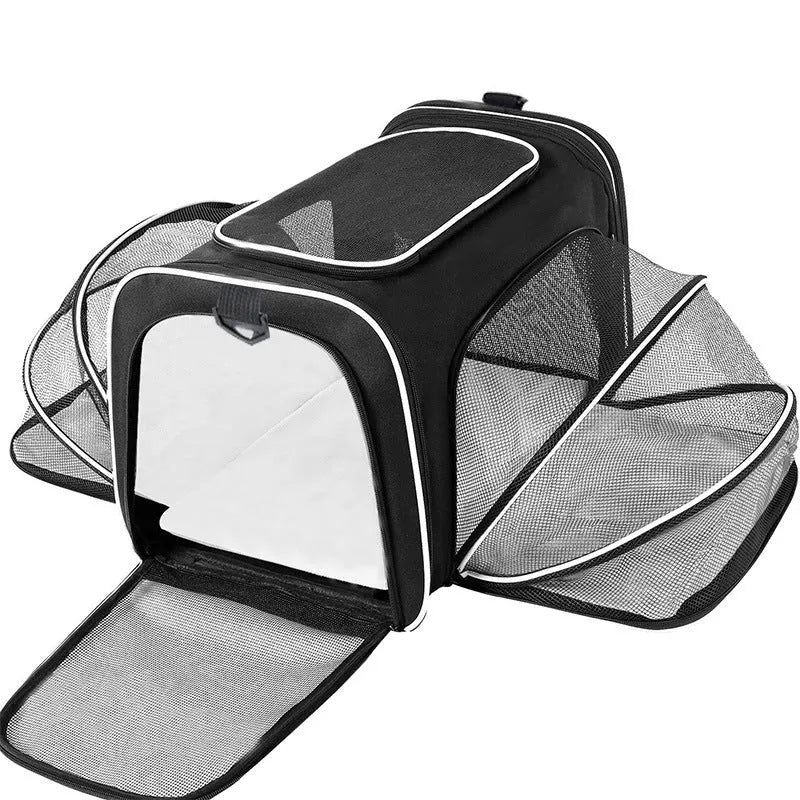 Cat carrier bag made from 600D cation fabric in various colour options with piping details