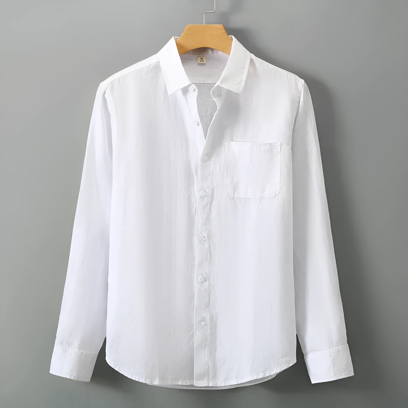 Long sleeve linen shirt in loose fit Chinese cardigan style available in seven colours