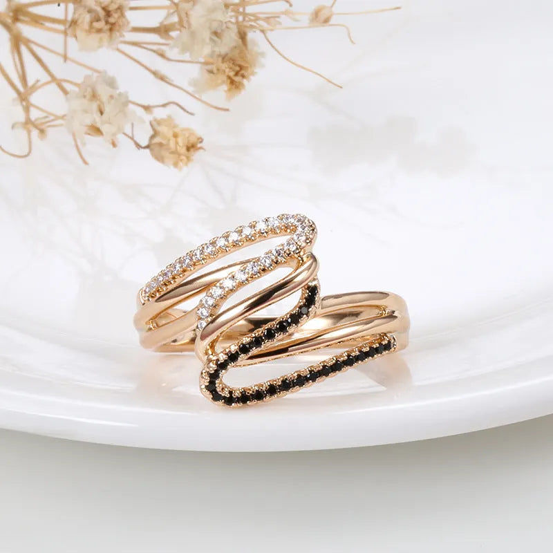 Women's micro-inlaid zircon ring in copper with electroplated finish, colour WK2230