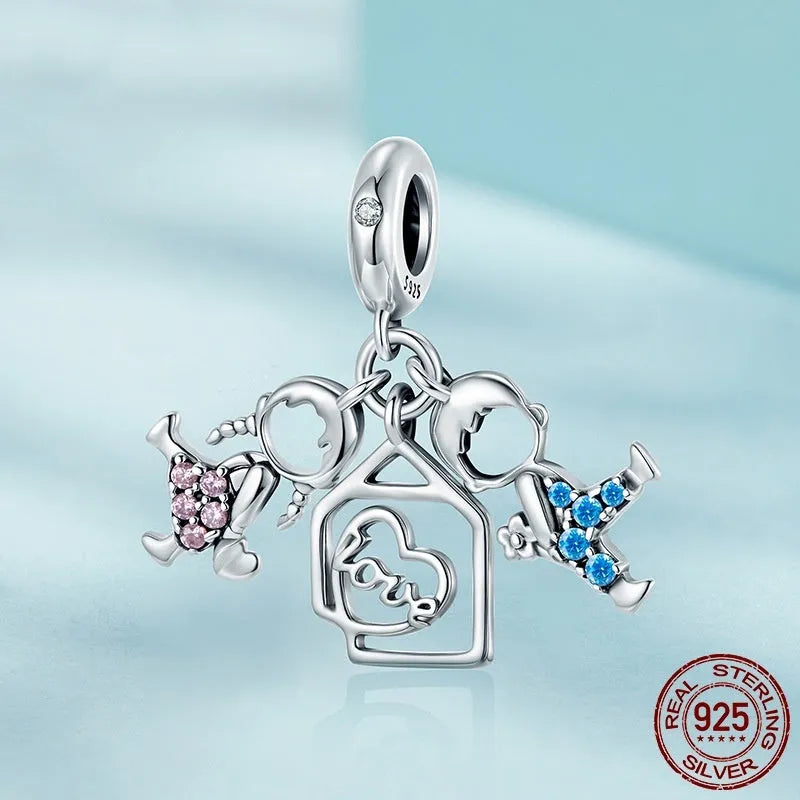 925 sterling silver bead pendant part with colour inlay and 2.7 cm width on white background