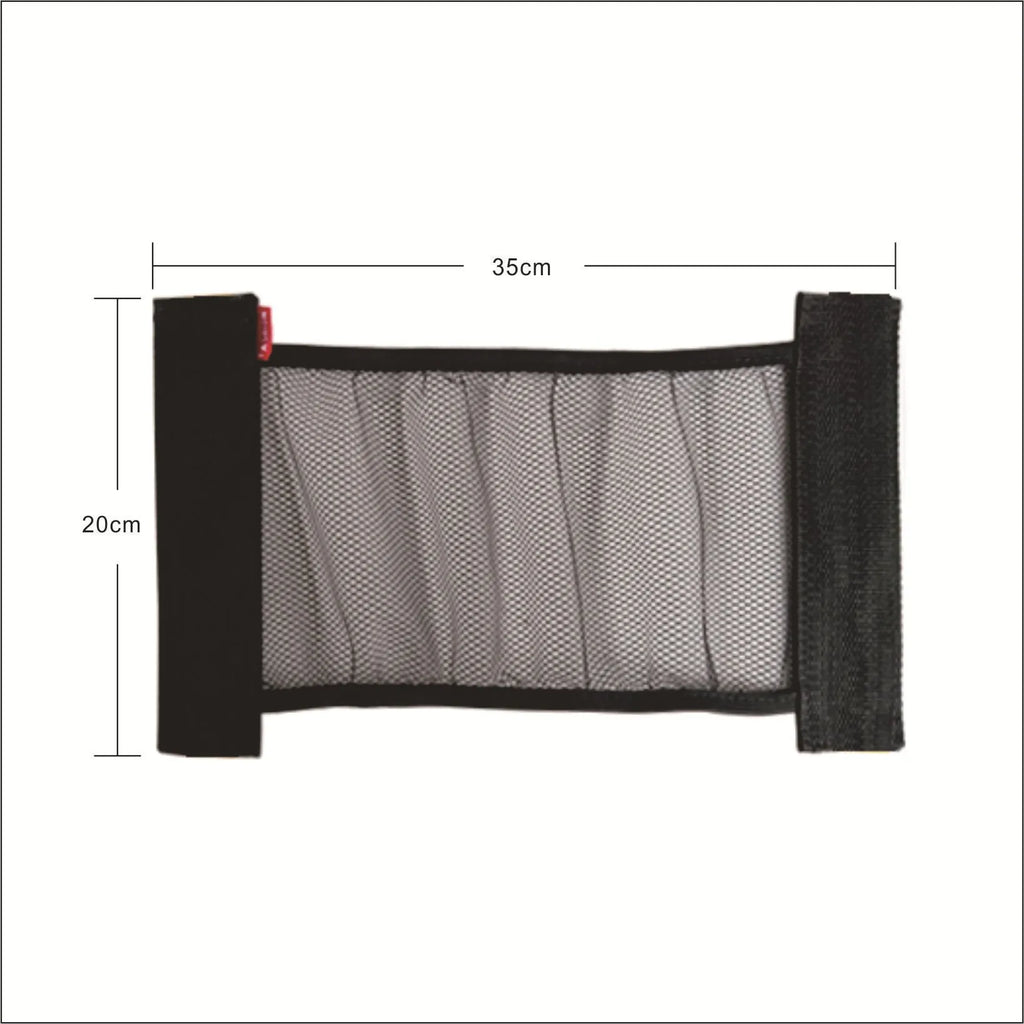 Elastic polyester car boot storage net shown in 20x45cm size securing loose items.