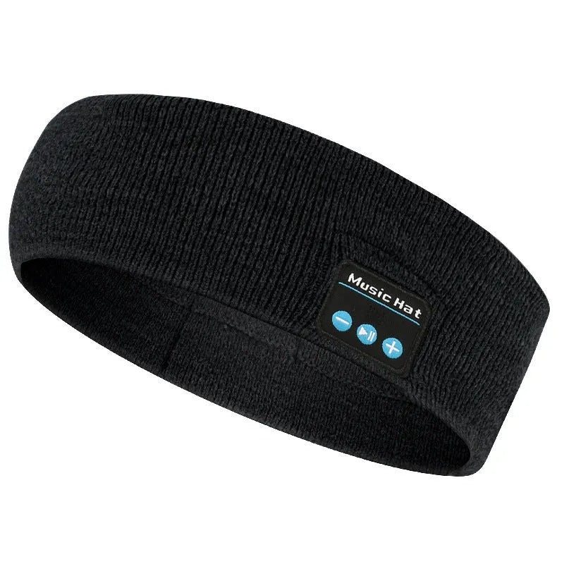 Bluetooth 5.4 sports headband with integrated eye mask and music scarf in black, dark grey, and grey-white colours