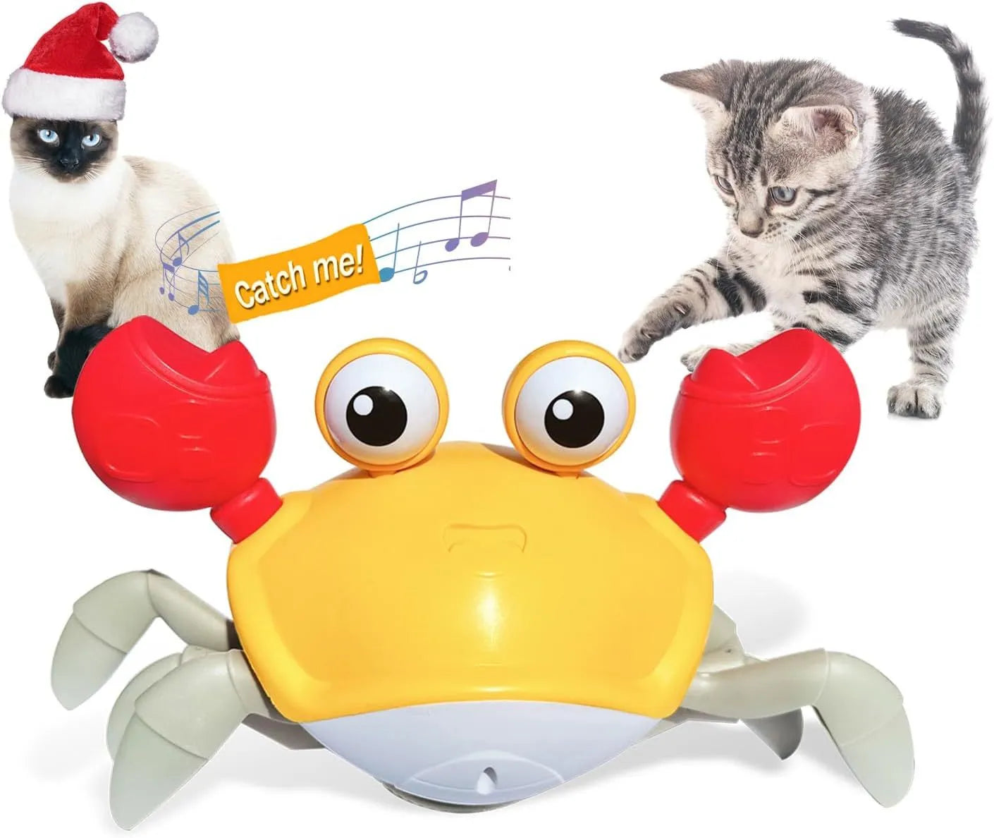 Blue interactive crawling crab dog toy with obstacle avoidance sensors
