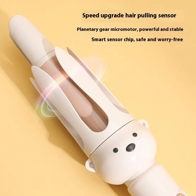 Beige anion automatic hair curler FS-H208 with negative ion technology and hair stick accessory