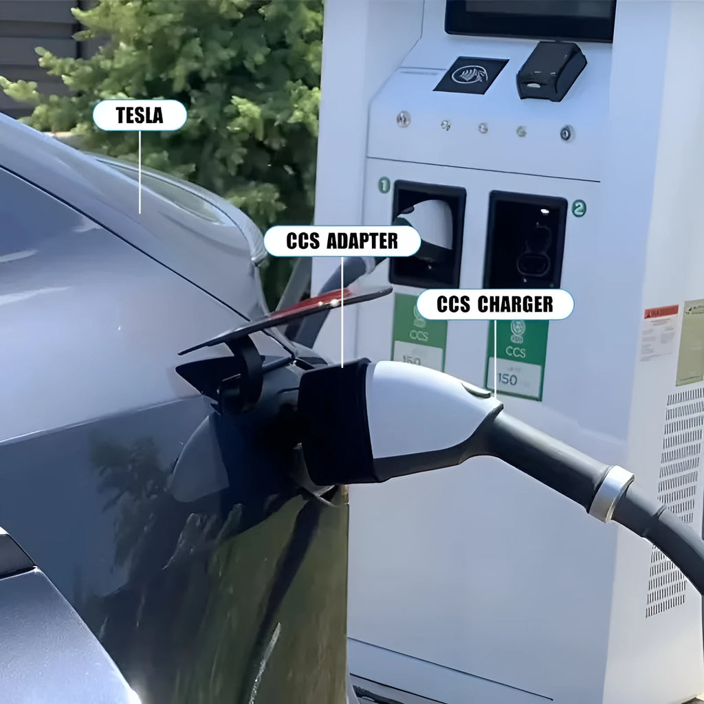 Black Tesla 80A charging plug conversion head adapter for EV charging stations