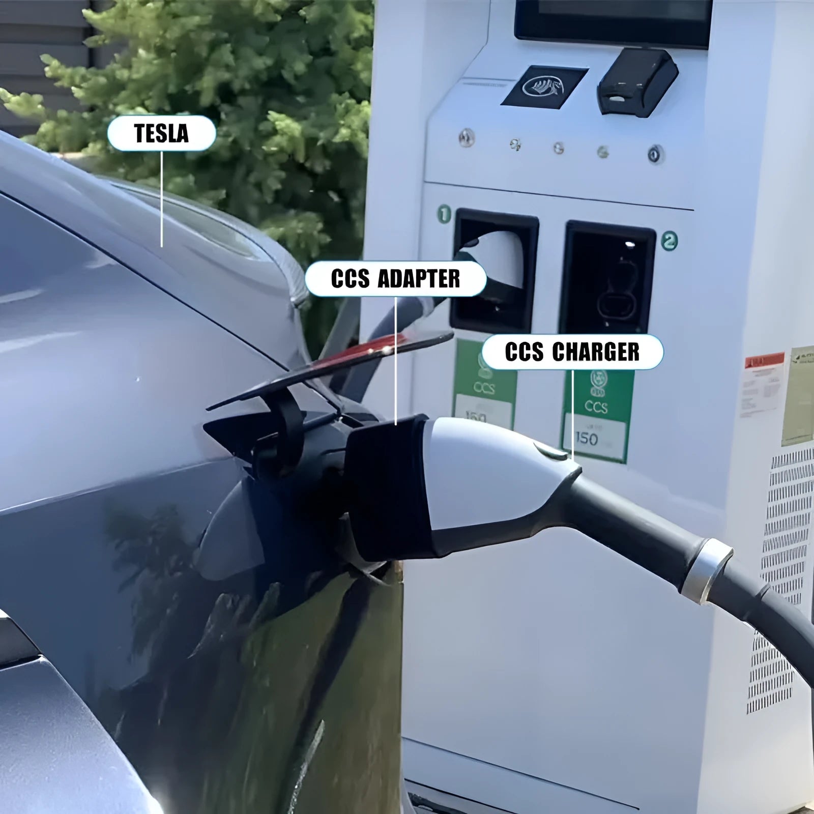 Black Tesla 80A charging plug conversion head adapter for EV charging stations