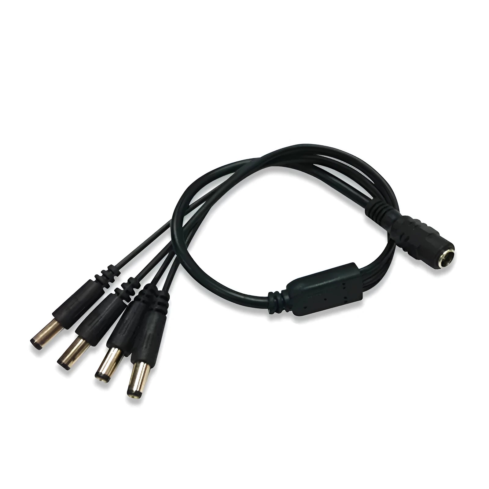 Black DC 1-in-4 monitoring power splitter cable for CCTV security cameras