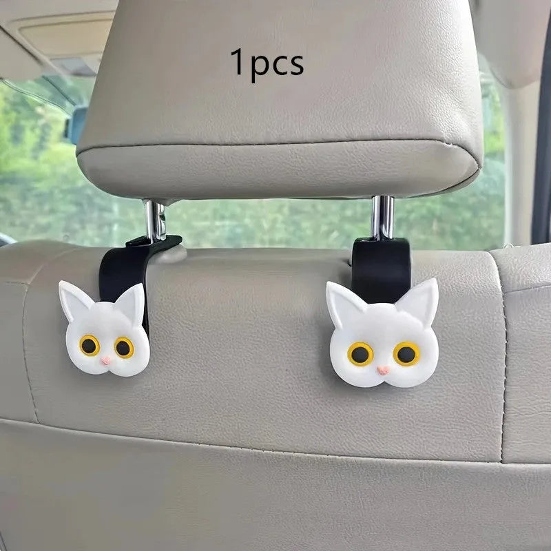 Cartoon cute car seat rear back hook made of ABS in black colour, sold in multiple pack options
