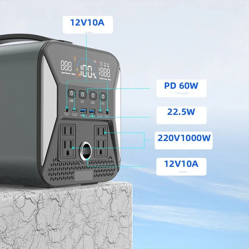 500W vehicle inverter cigarette lighter power supply with 130000mAh battery and 220V AC output