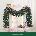 2.7-metre pink small fruit Christmas rattan garland with optional LED lighting for indoor decoration