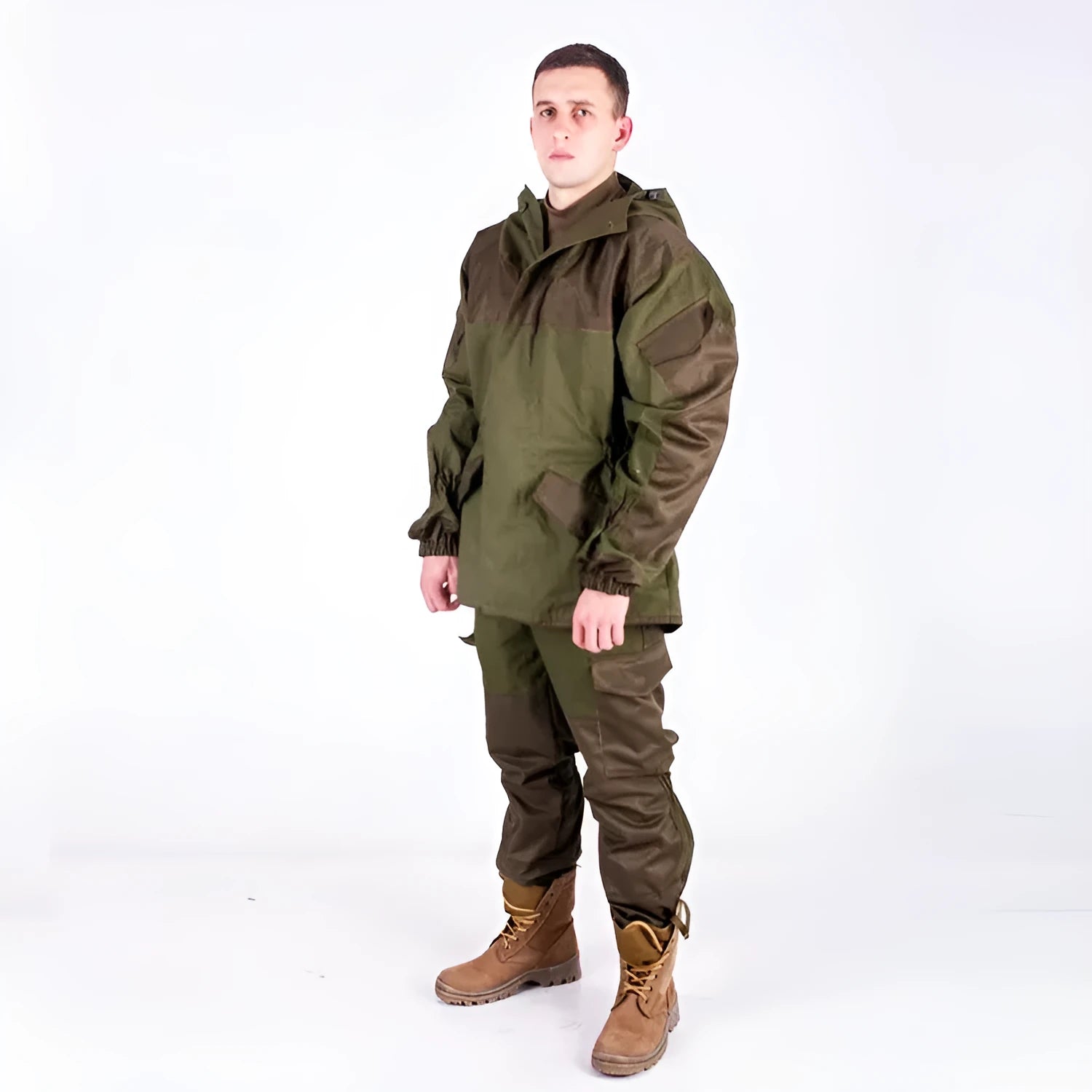 Men's Special Forces tactical camouflage battle suit jacket and trousers set in cotton blend fabric.