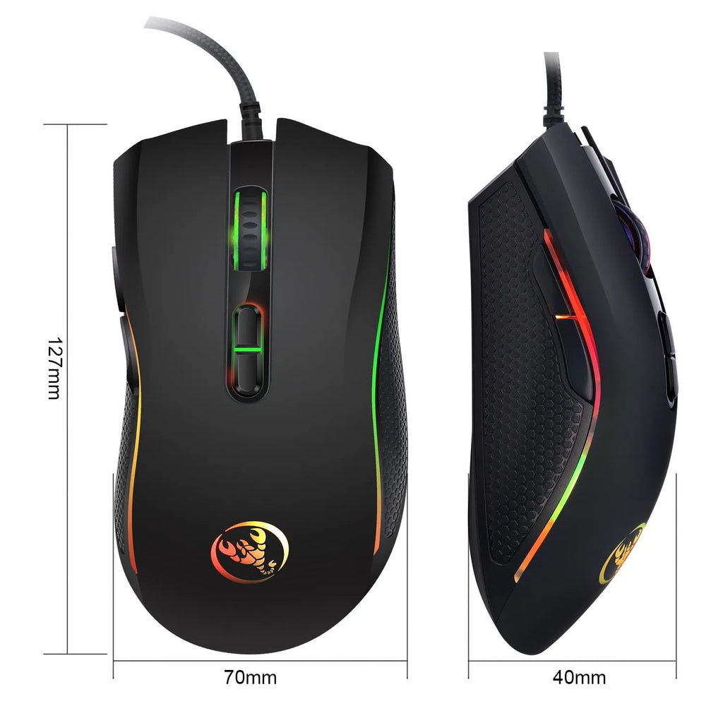 White and black gaming keyboard and mouse set with backlight illumination