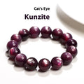 Natural purple lepidolite crystal bracelet with round polished beads on a wrist.