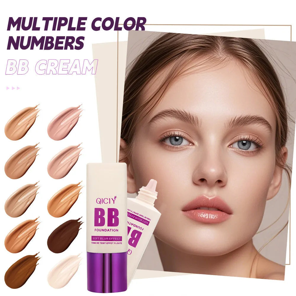 Feeding bottle containing liquid BB cream foundation in ten different shade numbers.