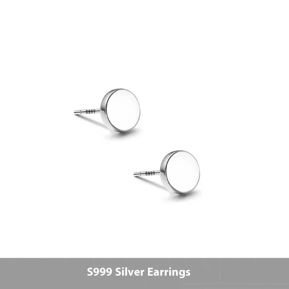 S999 sterling silver flat ear bone studs in silver and black colours, 3mm to 8mm sizes