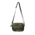 Men's nylon messenger bag in street style with crossbody strap and sewing thread details