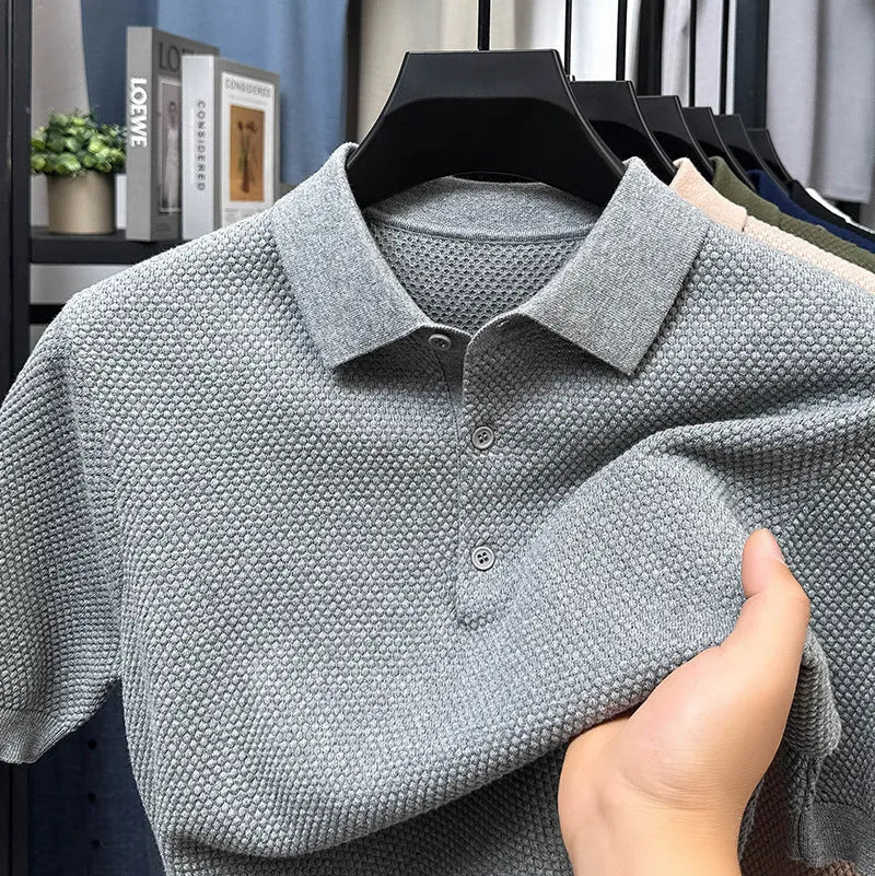 Loose fit pure cotton short sleeve sweater shown in available colours with size range information