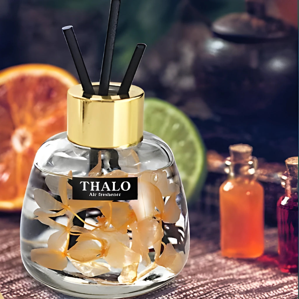 Glass bottle car air freshener ornament with loose incense diffuser in six scent varieties