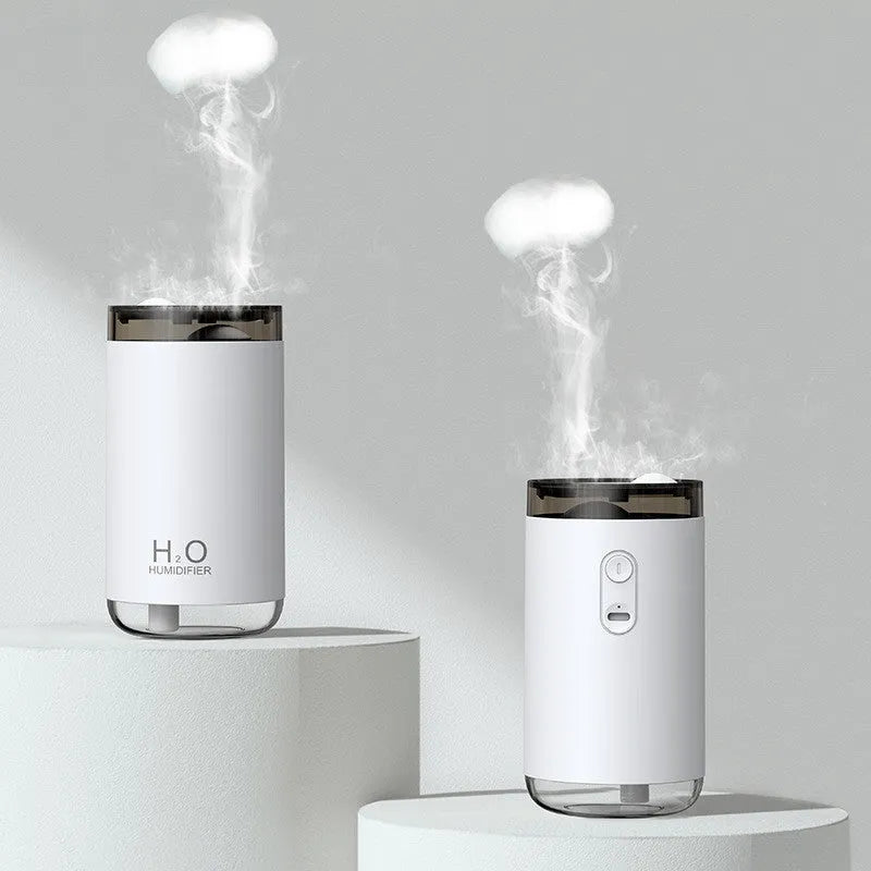 White jellyfish design USB humidifier with nano mist and warm night light on a desk