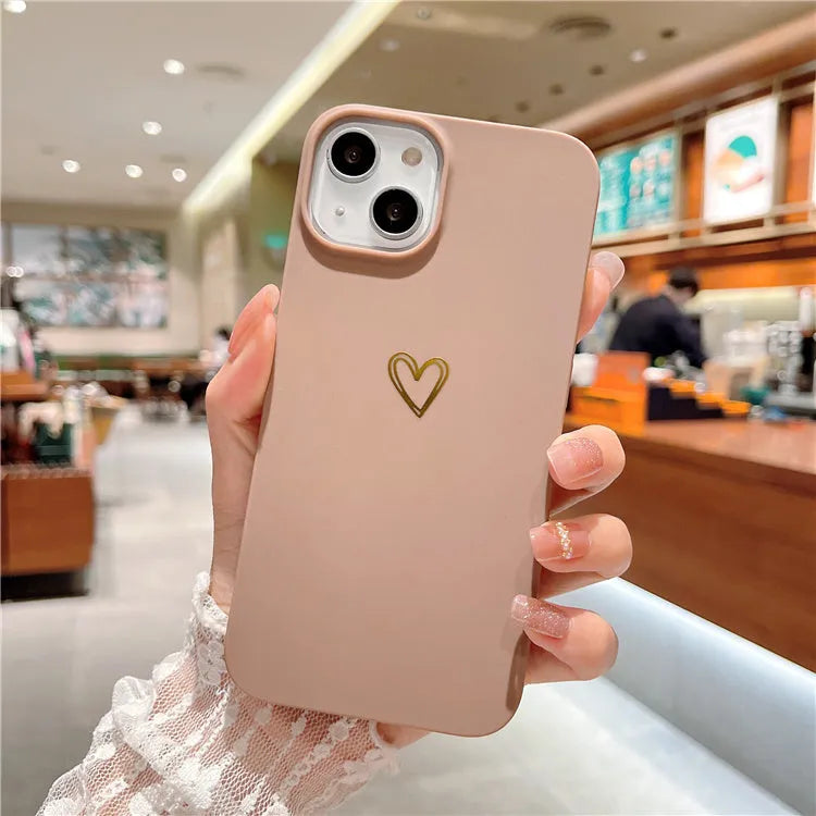 Soft grey silicone iPhone case with a simple hot stamping love cartoon design on the back.
