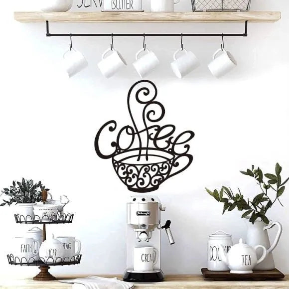 Black iron wall decoration with English letter silhouette, modern style, 26x28cm.