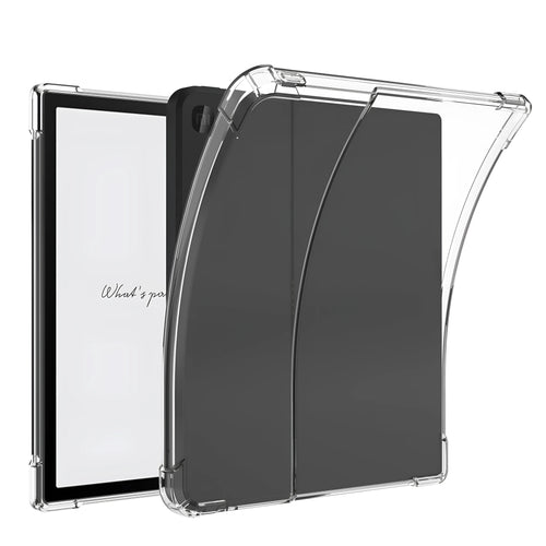 Transparent airbag phone case for a Xiaomi e-book device on a table.