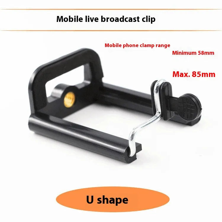 Black U Clip mobile phone holder with flexible adjustable arm for universal smartphone mounting