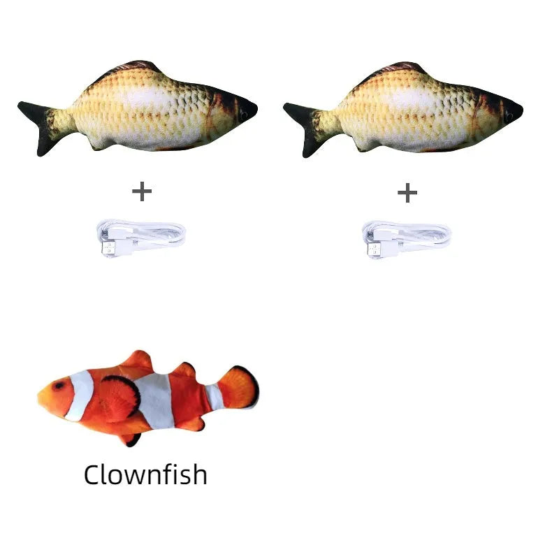 USB rechargeable electric jumping fish cat toy without catnip, 30cm multicolour electronic pet toy
