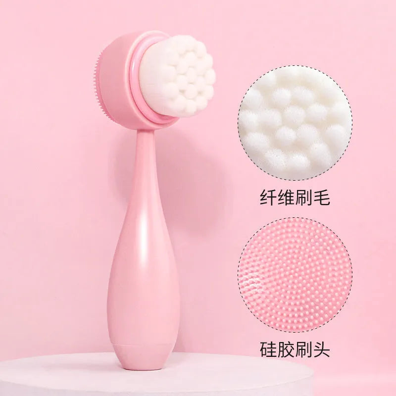 Facial brush set with coral fleece hair band and nylon bristle brush in multiple colour options
