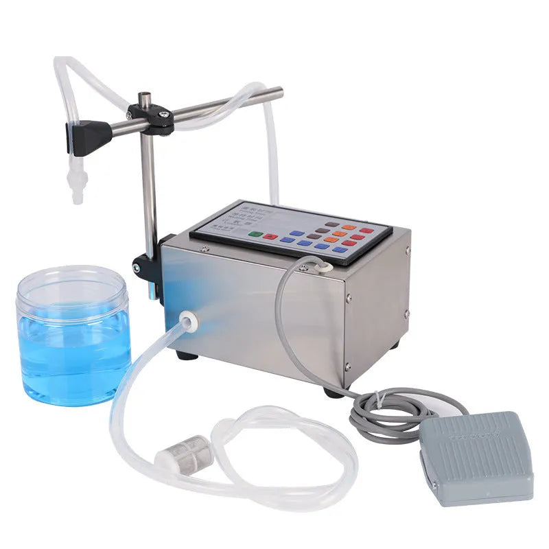 GFK280 model CNC automatic quantitative liquid filling machine on a workbench.