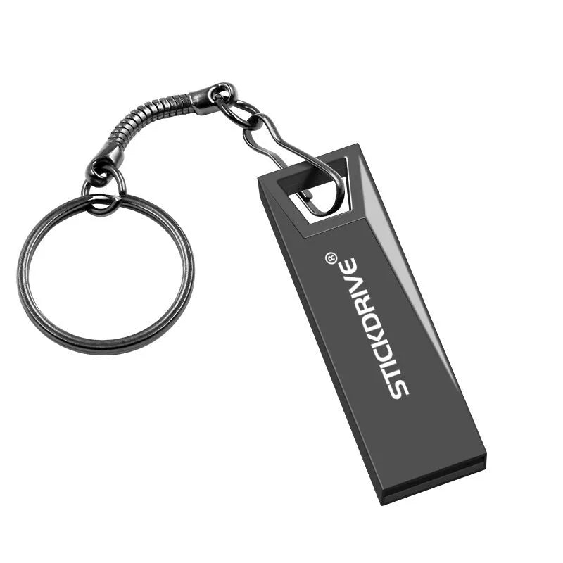 Metal USB flash drive with necklace chain in black and silver colour options