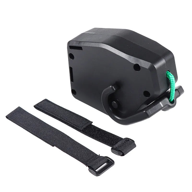 Black plastic/resin bicycle trailer traction device with trailer rope for mountain bike towing