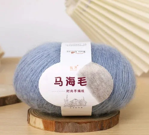 Hand-woven mohair wool ball for DIY scarf knitting projects in multiple colour options
