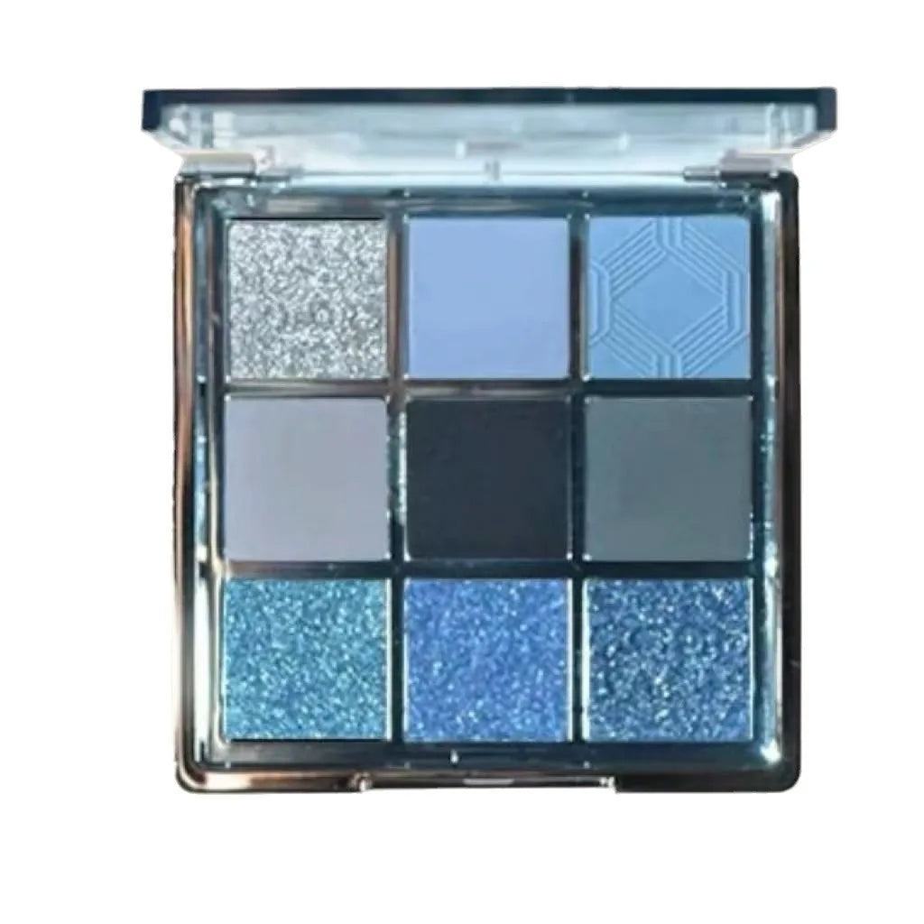 MUGELEEN nine-colour eye shadow palette shade 08 showing low saturation blue tones
