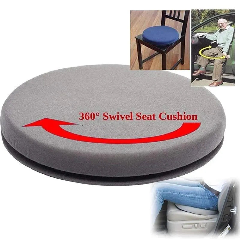 360-degree rotating car seat cushion with non-slip base and plush cloth cover
