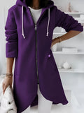 Polyester zip hooded sweatshirt with long velvet lining, front pocket, available in peacock blue colour