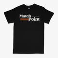 Black men's T-shirt with a 3D digital printed pattern, featuring a round neck and short sleeves.