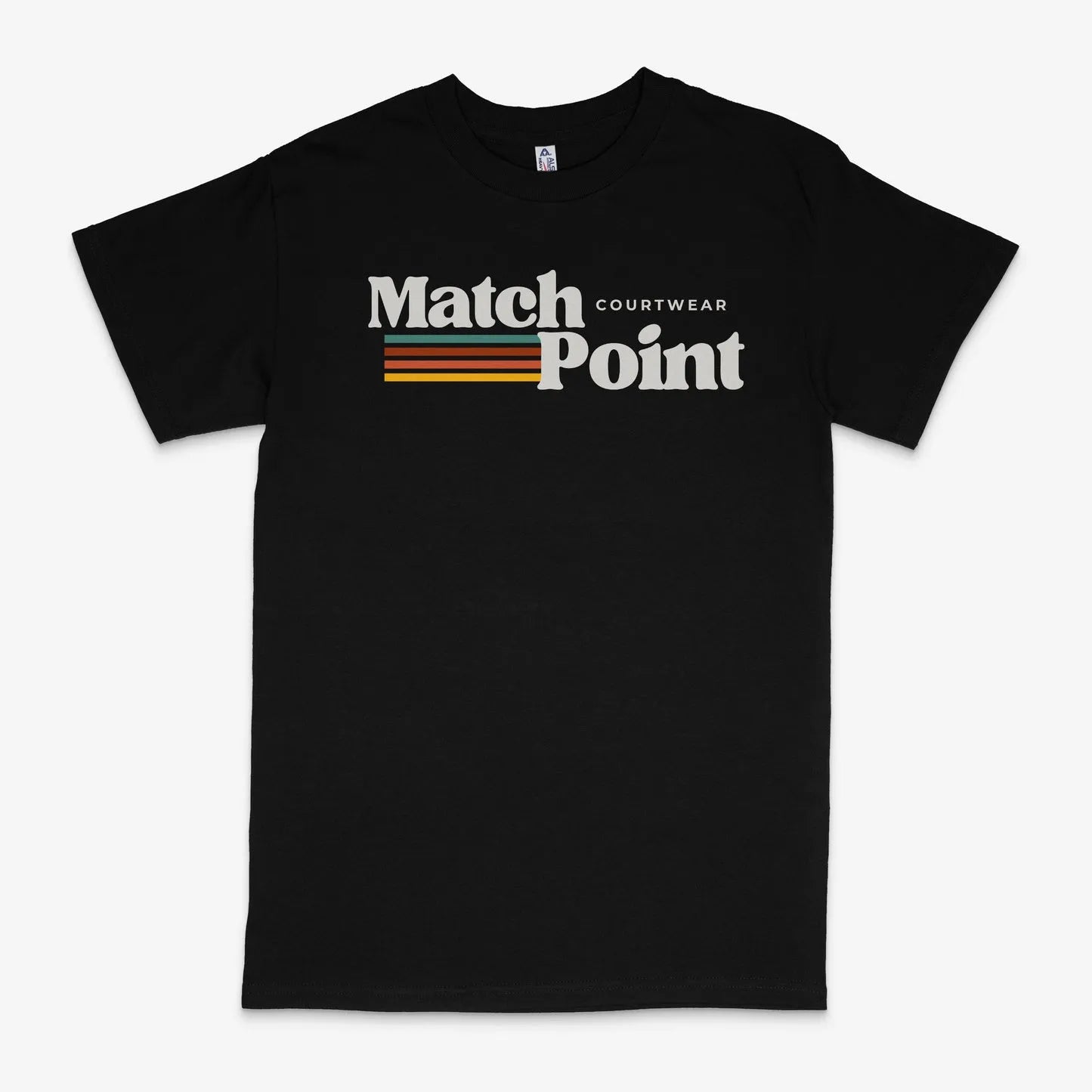 Black men's T-shirt with a 3D digital printed pattern, featuring a round neck and short sleeves.