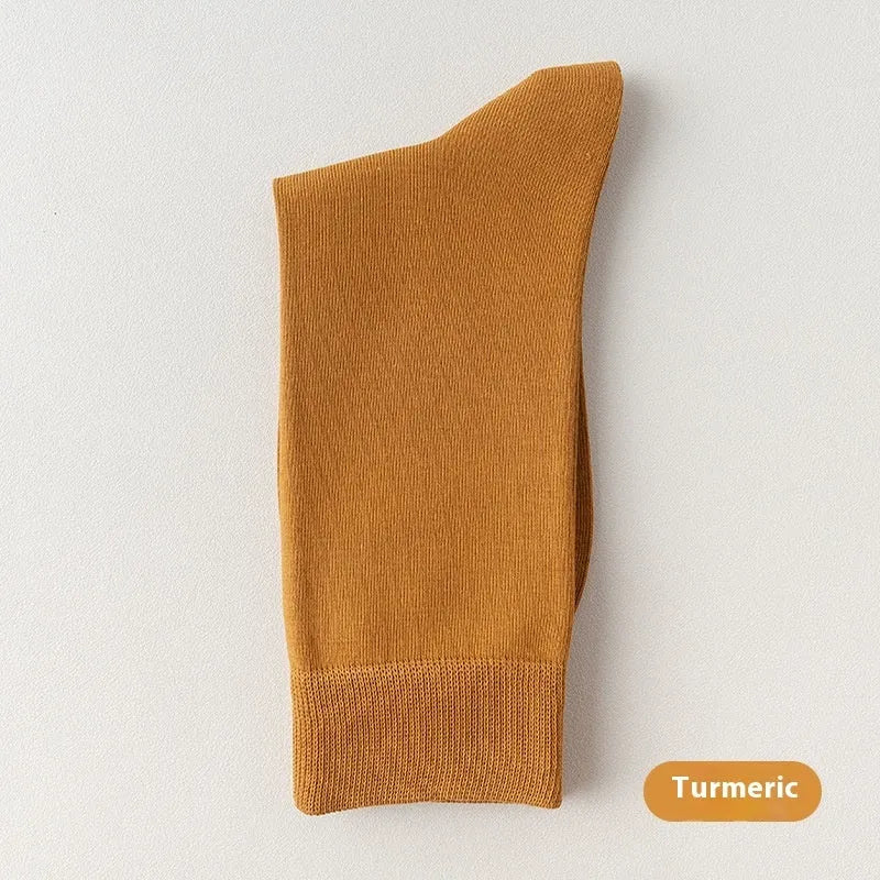 Men's pure cotton mid-calf business socks in solid colours with sweat absorption and deodorant function