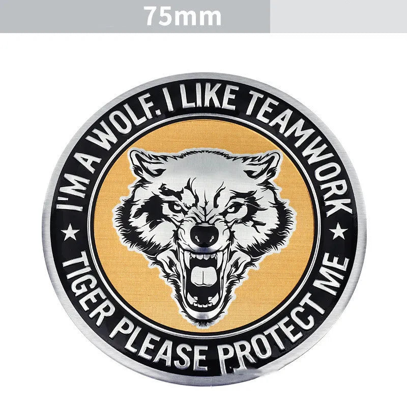 Aluminium car body sticker in animal designs like lion, eagle, and wolf for vehicle personalisation.