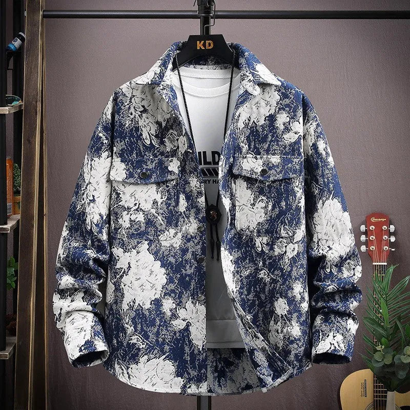 Women's casual lapel shirt coat in a colour option, showing long sleeves and straight hem design.