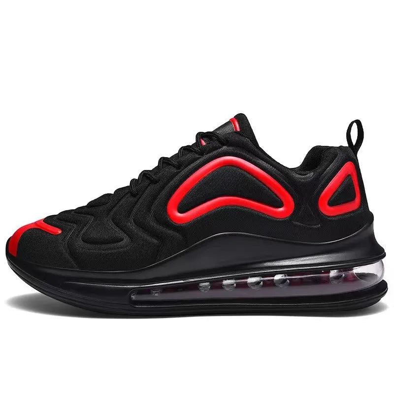 Men's black casual sneakers with a thick sole and lace-up design.