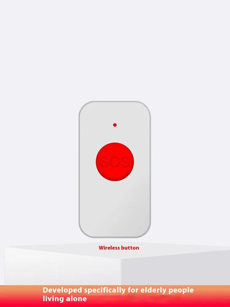 White emergency alert device with buzzer and three emergency buttons for elderly safety