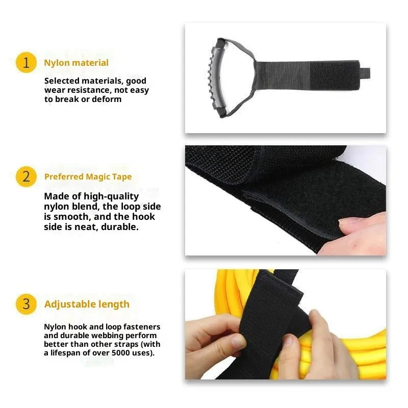 Portable heavy-duty nylon storage strap with Velcro handle in standard colour