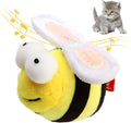 Yellow bee-shaped electronic cat toy with motion-activated squeaking sounds for interactive indoor play