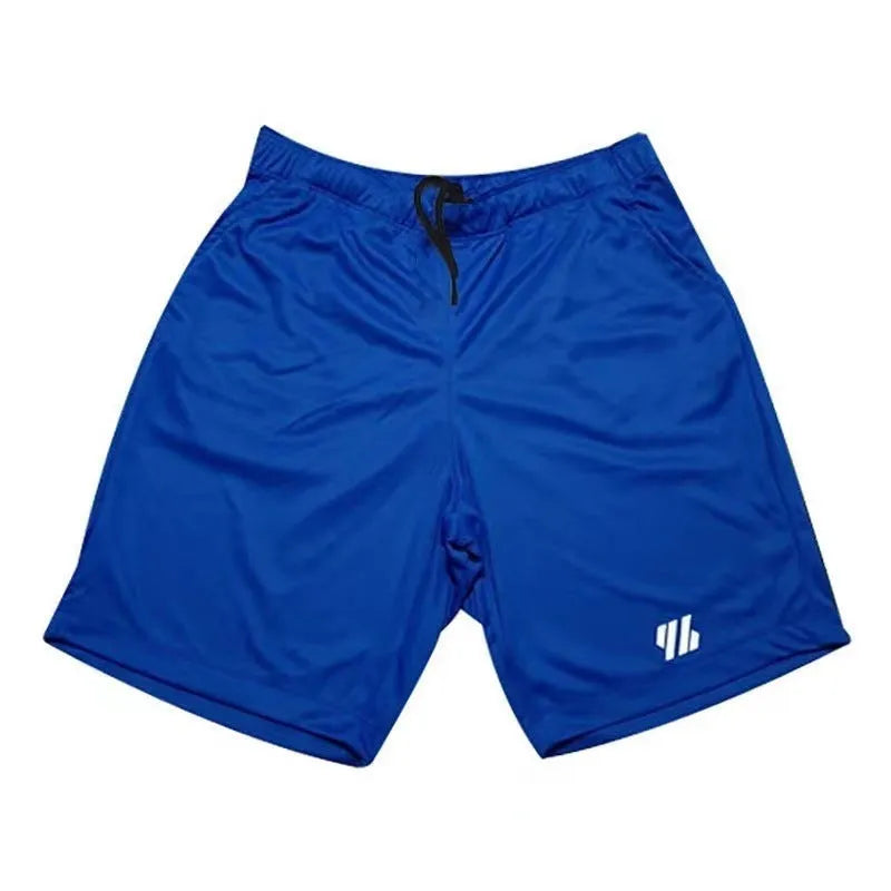 Pair of loose-fitting metal silk sports shorts for running, shown in one of nine available colours.