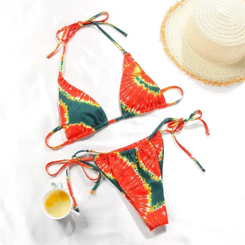 Women's polka dot print bikini swimsuit in multiple colour options