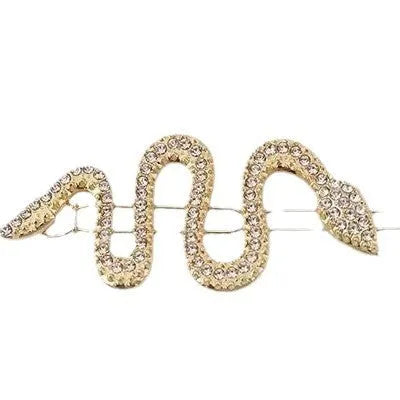 Korean style vintage snake design hair barrette in gold or silver alloy.